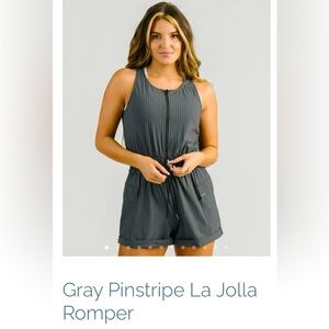Zyia Romper. It is gray with stripes. In EUC. Size xs. $45